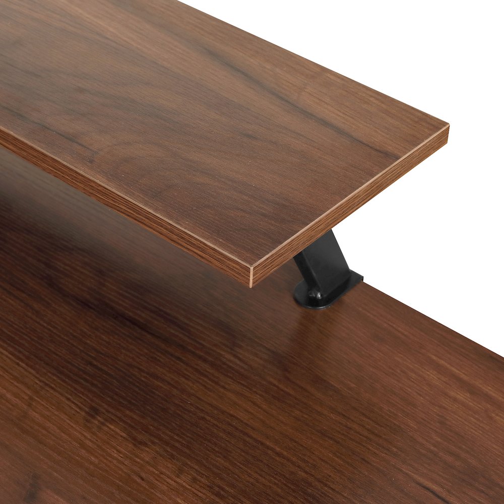 Techni Mobili L-Shape Industrial Desk with storage shelves, Walnut. Picture 14