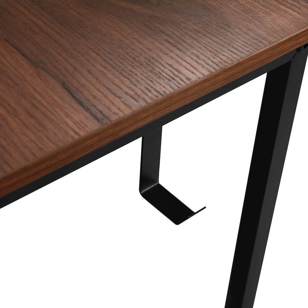 Techni Mobili L-Shape Industrial Desk with storage shelves, Walnut. Picture 19