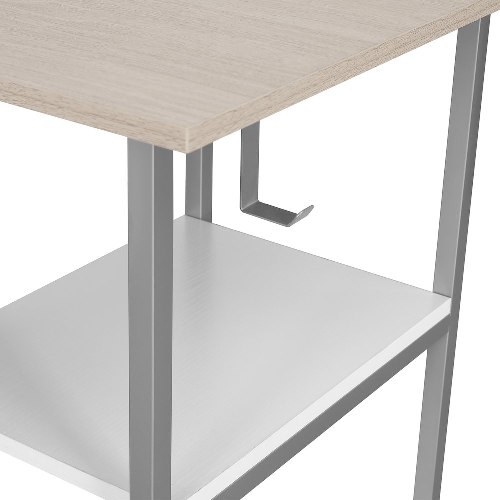 Techni Mobili L-Shape Home Office Two-Tone Desk with Storage, Sand. Picture 11
