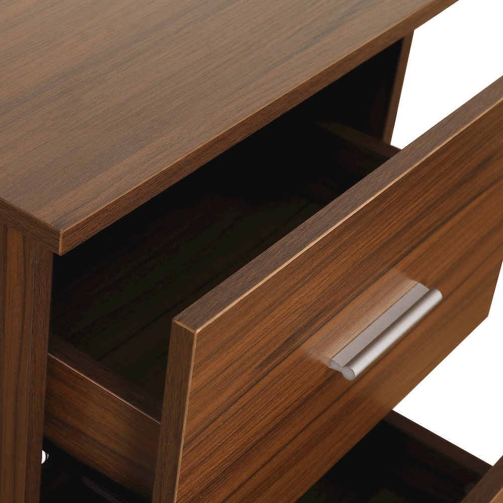 Techni Mobili L-Shape Home Office Two Tone Desk with Storage, Walnut. Picture 8