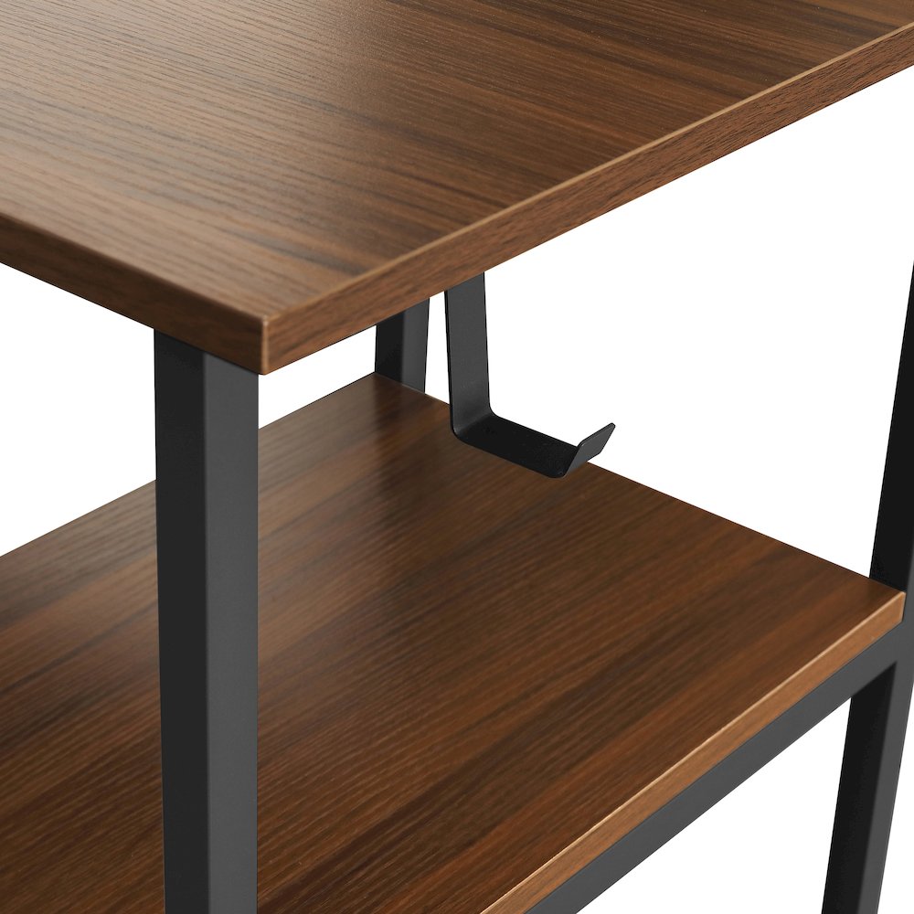 Techni Mobili L-Shape Home Office Two Tone Desk with Storage, Walnut. Picture 14