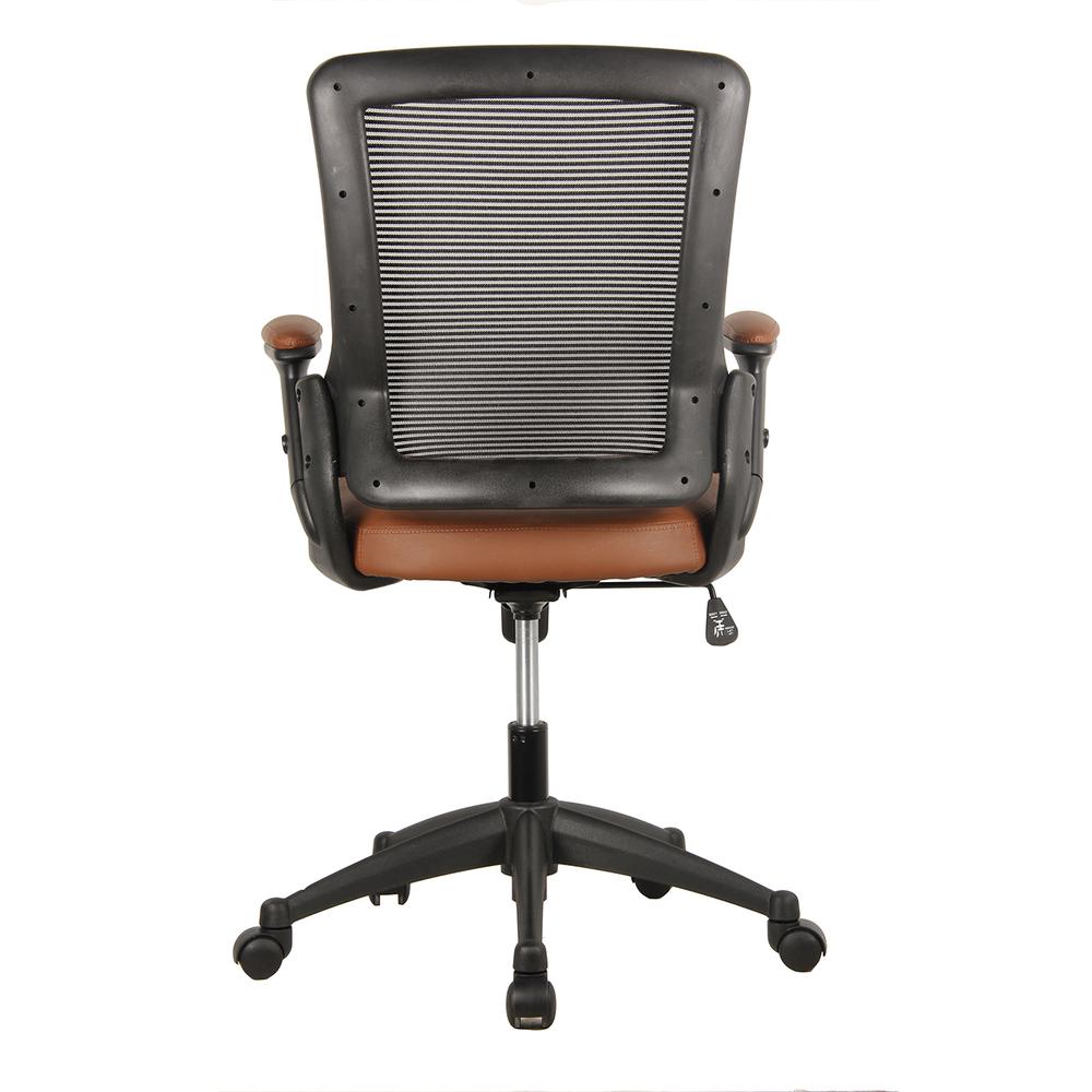 Mid-Back Mesh Task Office Chair with Height Adjustable Arms. Color: Brown. Picture 4
