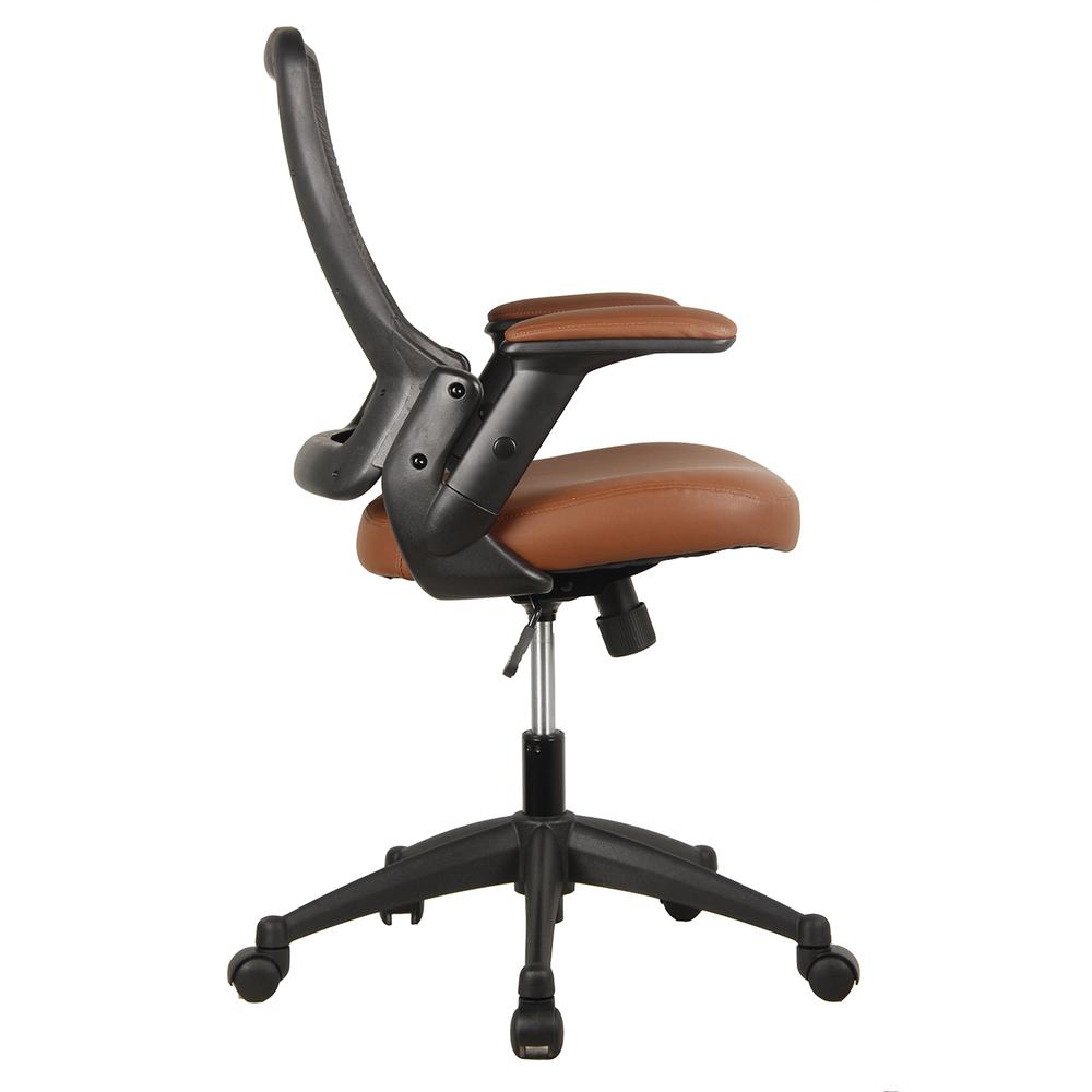 Mid-Back Mesh Task Office Chair with Height Adjustable Arms. Color: Brown. Picture 5