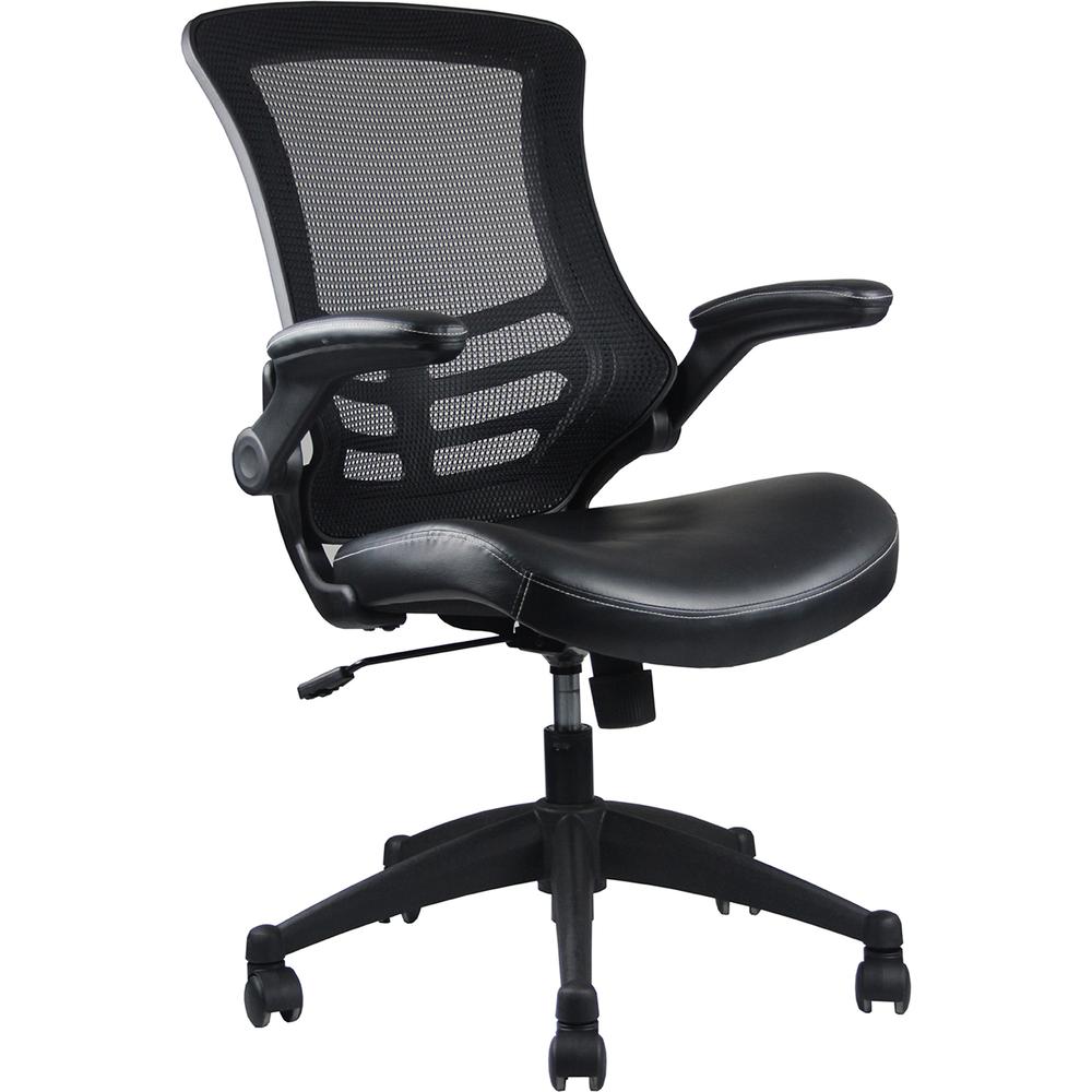 Stylish Mid-Back Mesh Office Chair With Adjustable Arms. Color: Black. Picture 1