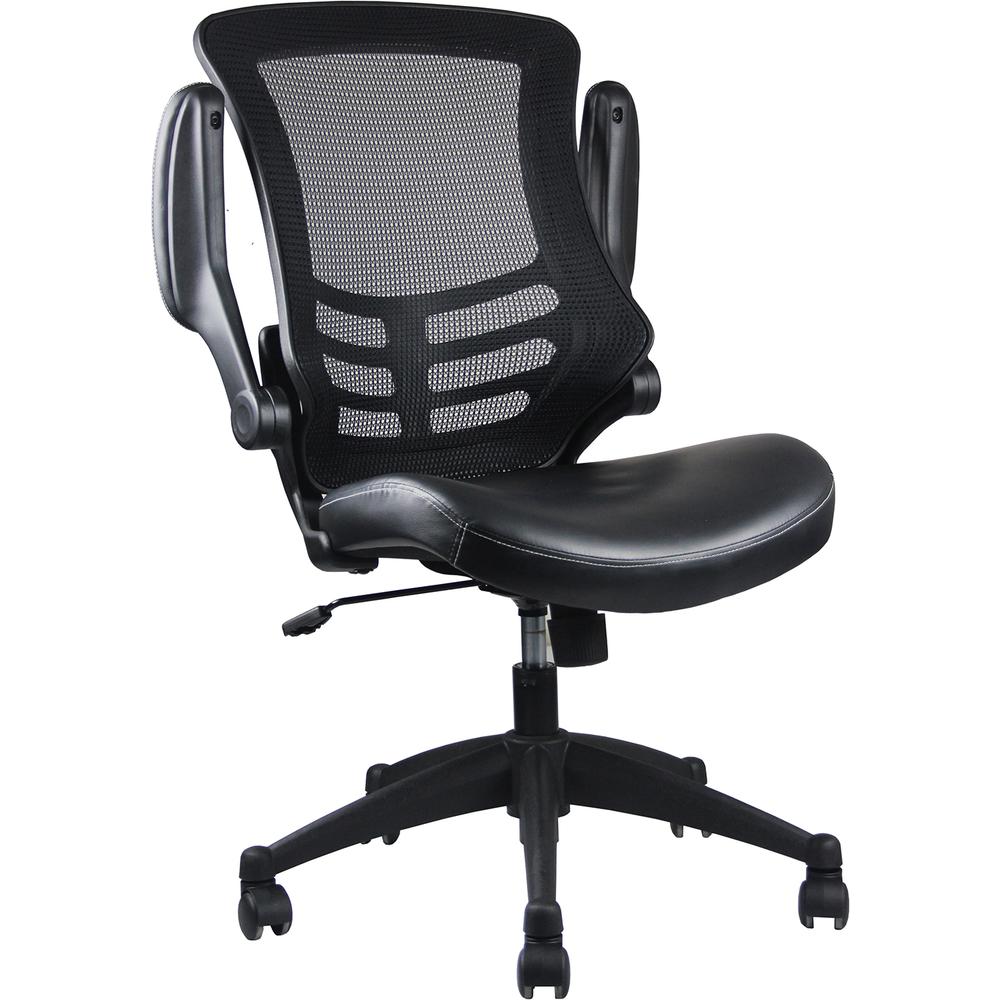 Stylish Mid-Back Mesh Office Chair With Adjustable Arms. Color: Black. Picture 8