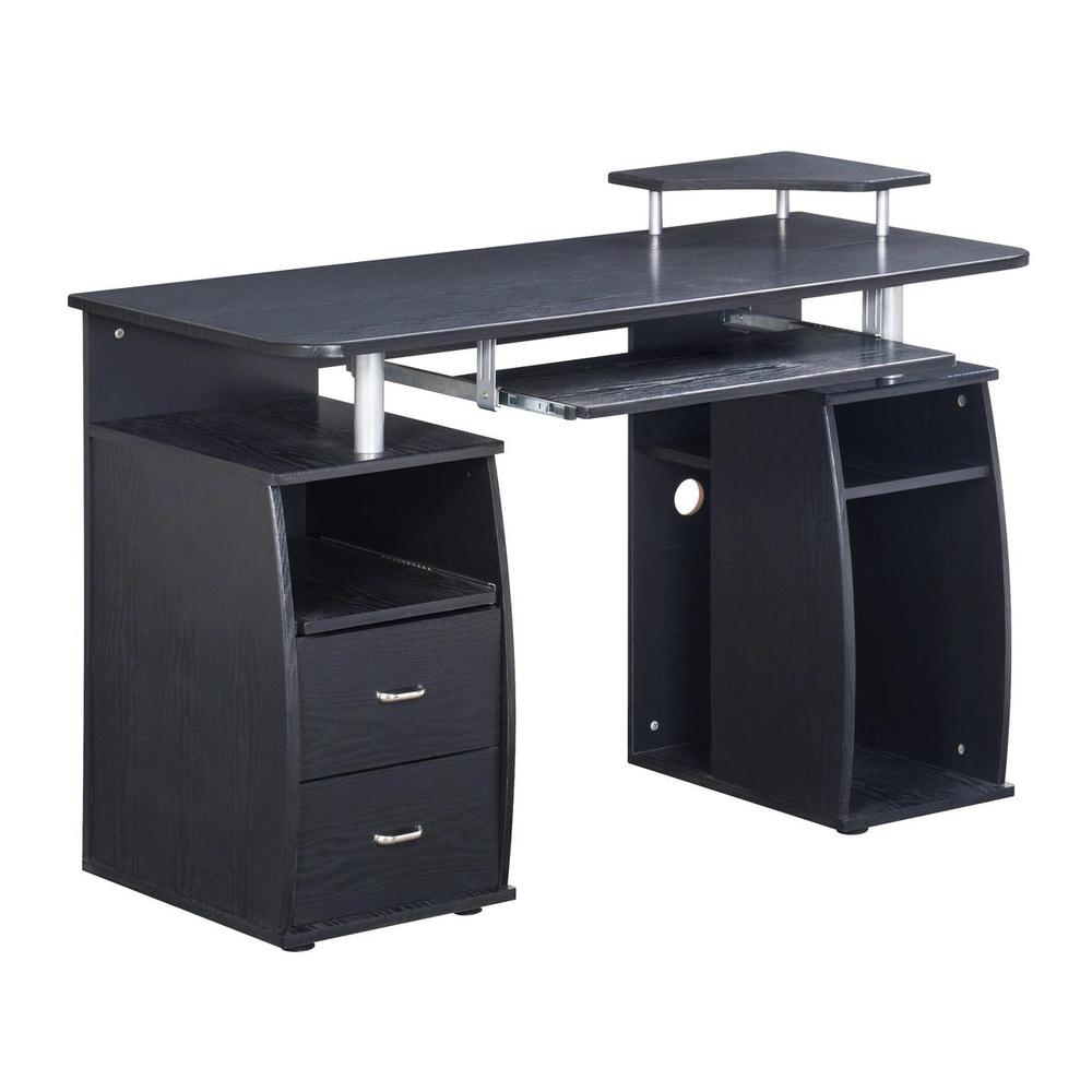 Complete Computer Workstation Desk With Storage. Color: Espresso. Picture 1