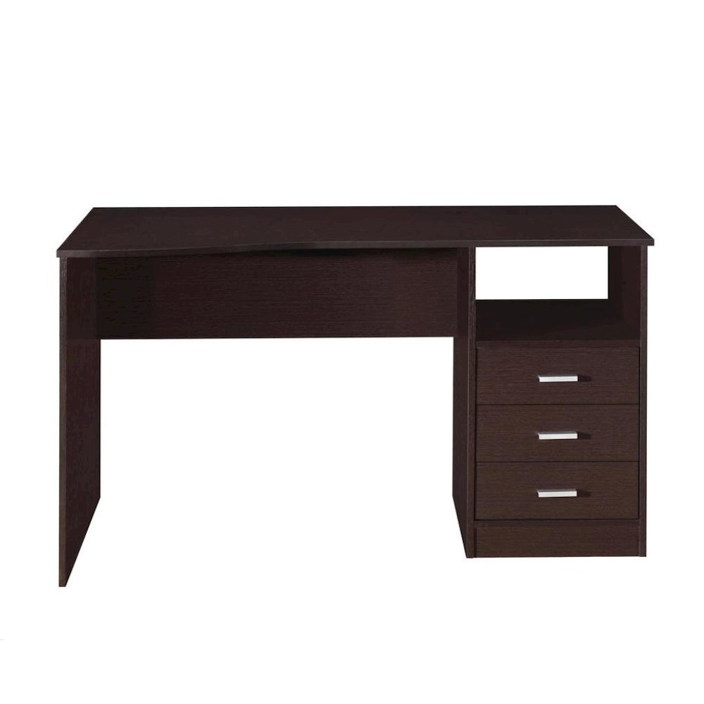 Brown Wood Desk With 3 Storage Drawers And Shelf, Home Office Writing Table. Picture 5