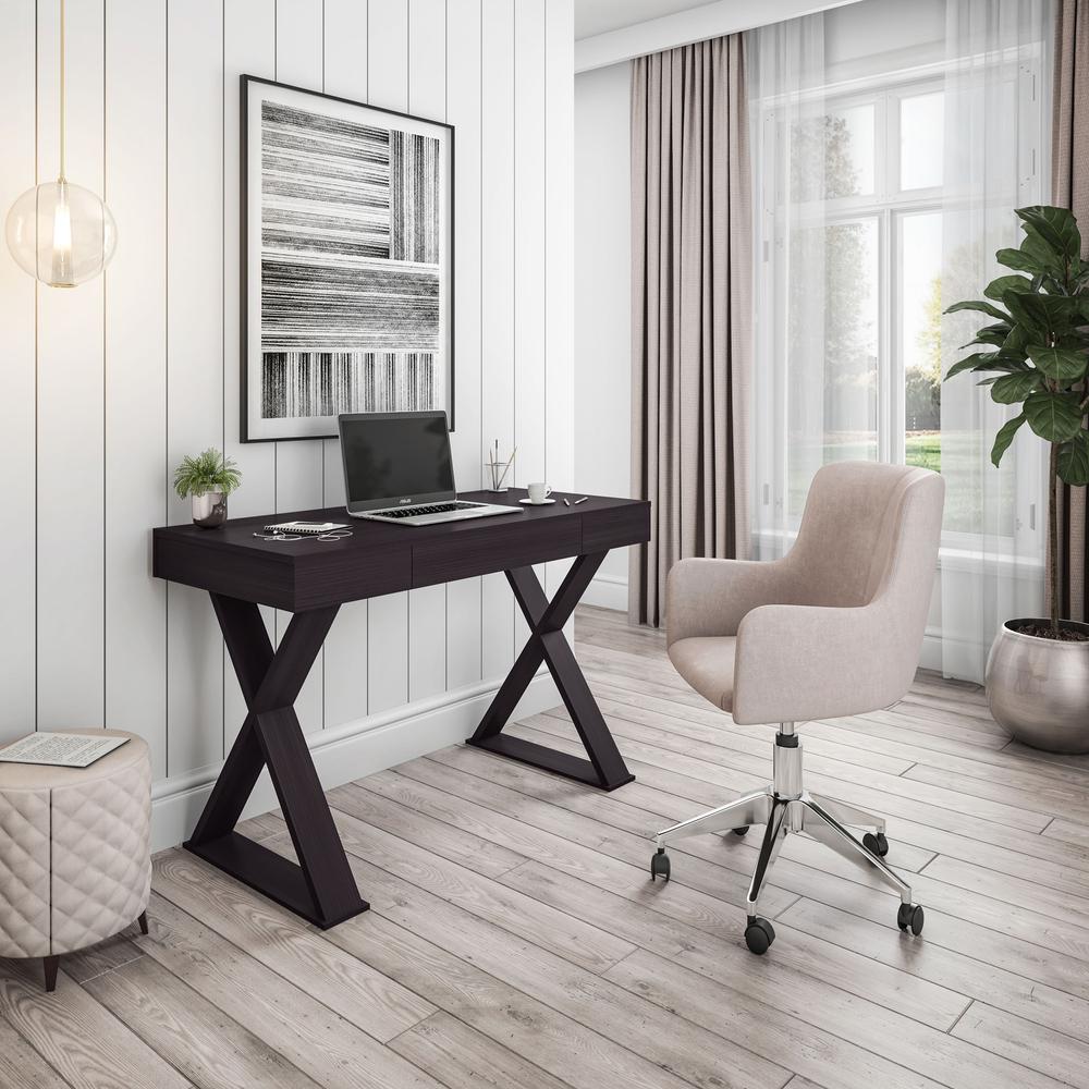 Trendy Writing Desk with Drawer. Color: Espresso. Picture 8