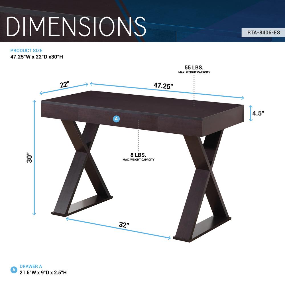 Trendy Writing Desk with Drawer. Color: Espresso. Picture 6