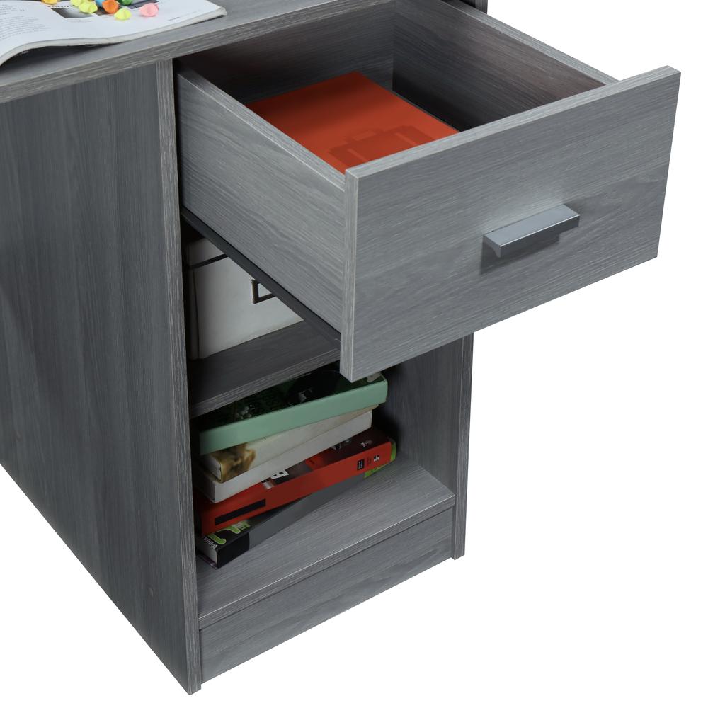 Techni Mobili Modern Office Desk with Hutch, Grey. Picture 7