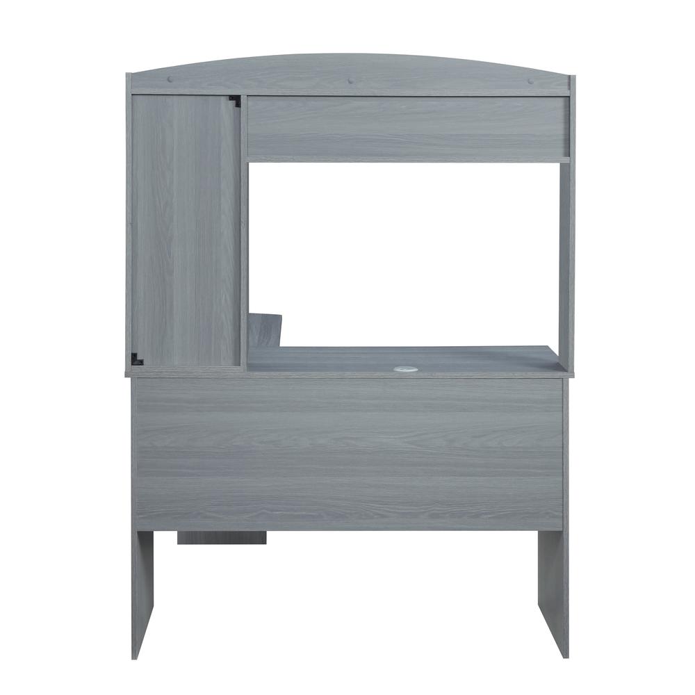 Techni Mobili Modern L-Shaped Desk with Hutch, Grey. Picture 4