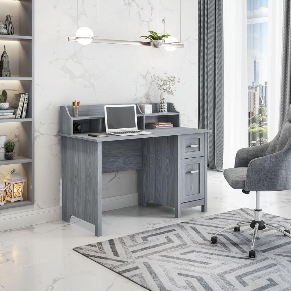 Techni Mobili Classic Office Desk with Storage, Grey. Picture 9