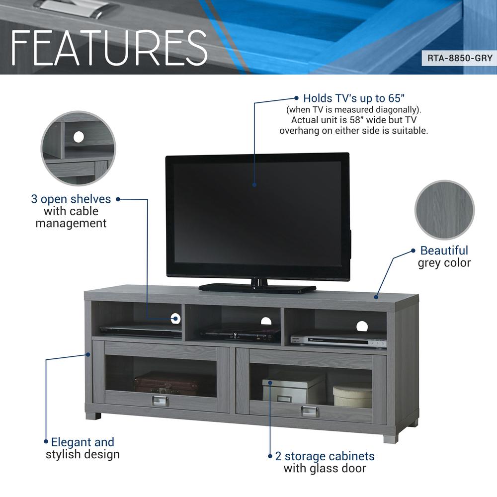 Durbin TV Stand for TVs up to 60in, Grey. Picture 7