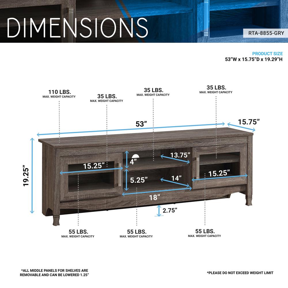 Techni Mobili Grey Driftwood TV Stand. Picture 9