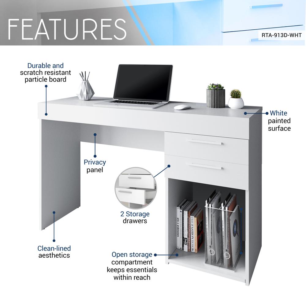 Techni Mobili Home Office Workstation with Storage, White. Picture 6