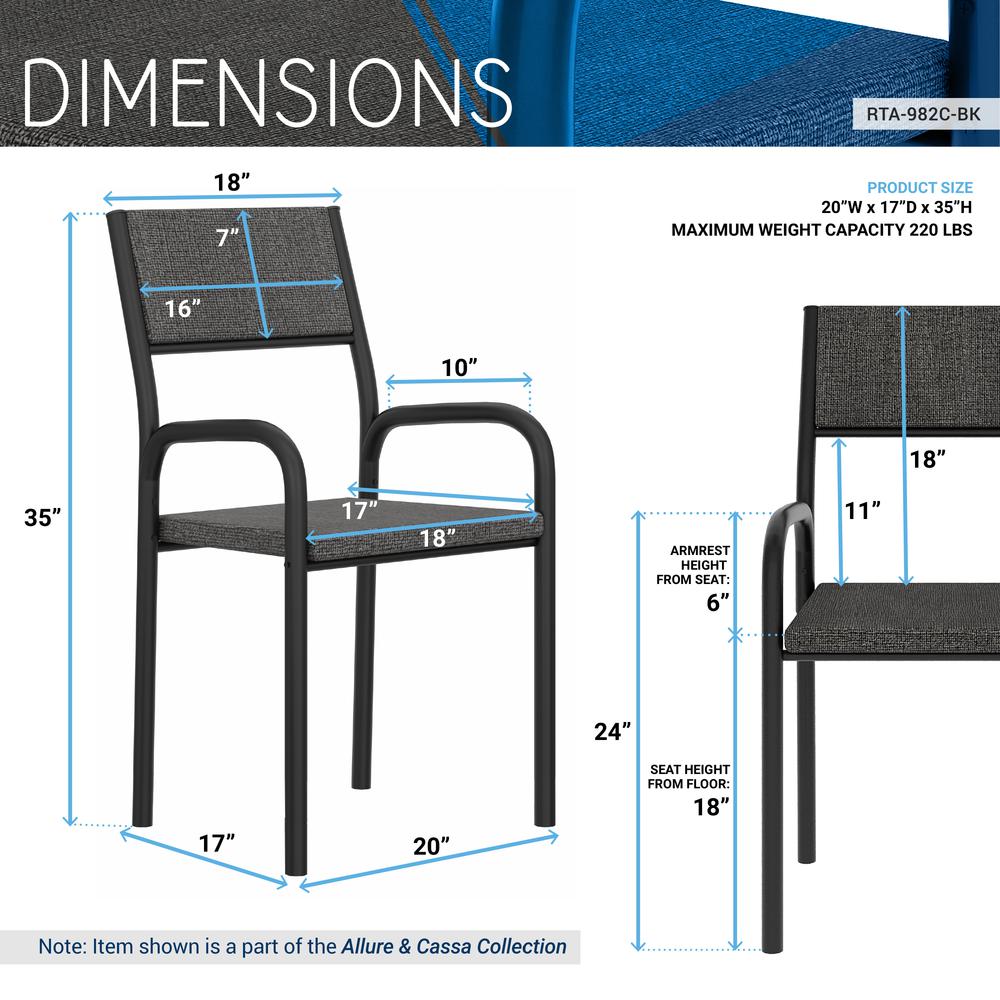 Techni Mobili Office Visiting Chair with metal frame, Black. Picture 7
