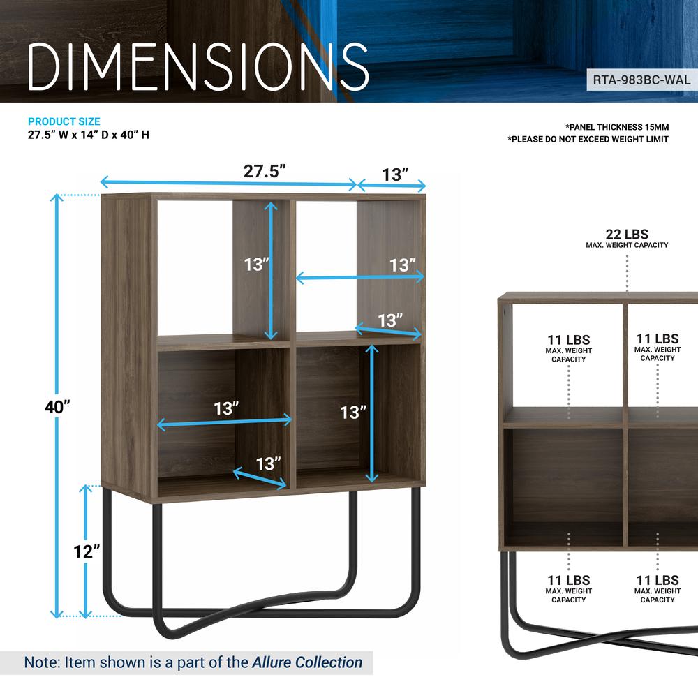 Techni Mobili Modern Geometric Bookcase, Walnut. Picture 7