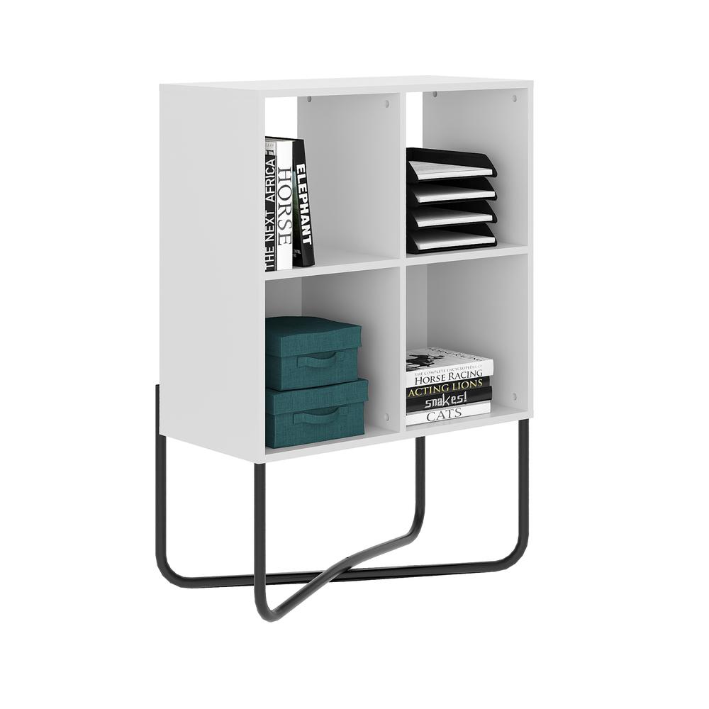 Techni Mobili Modern Geometric Bookcase, White. Picture 3