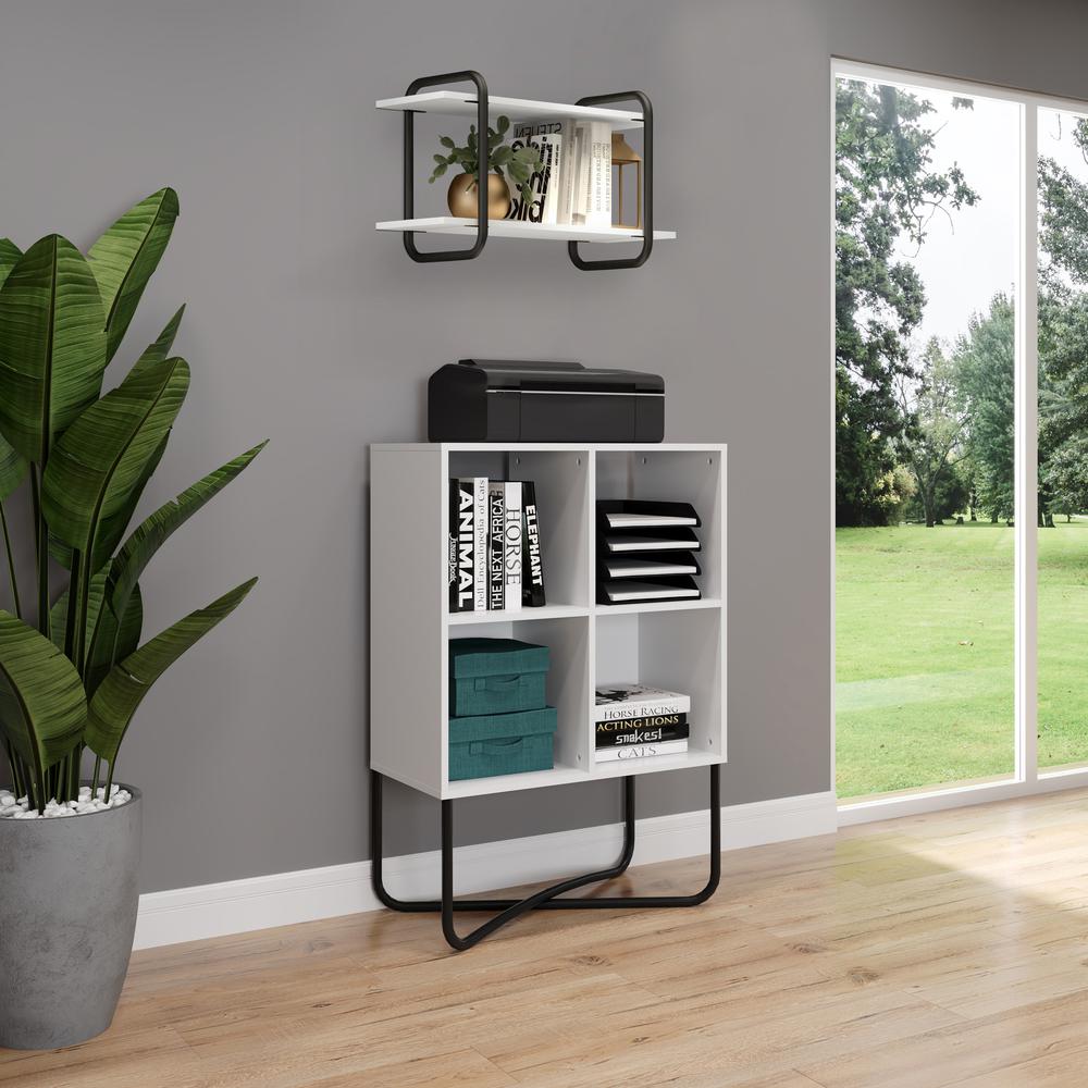 Techni Mobili Modern Geometric Bookcase, White. Picture 5