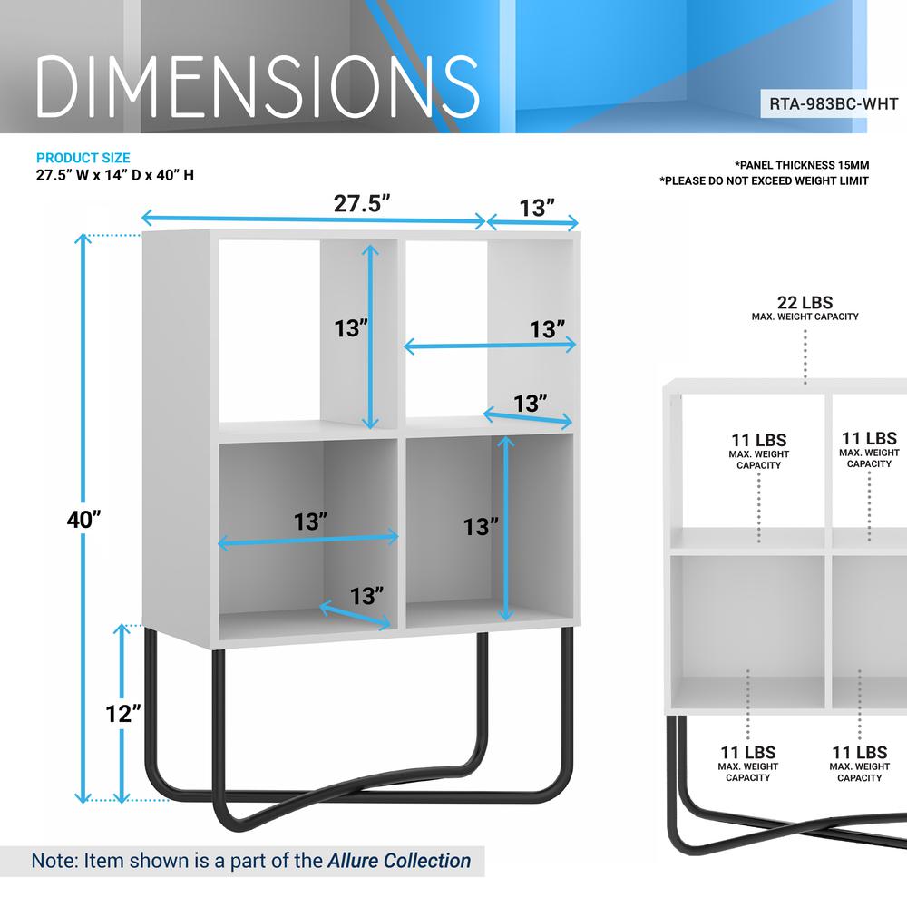 Techni Mobili Modern Geometric Bookcase, White. Picture 7