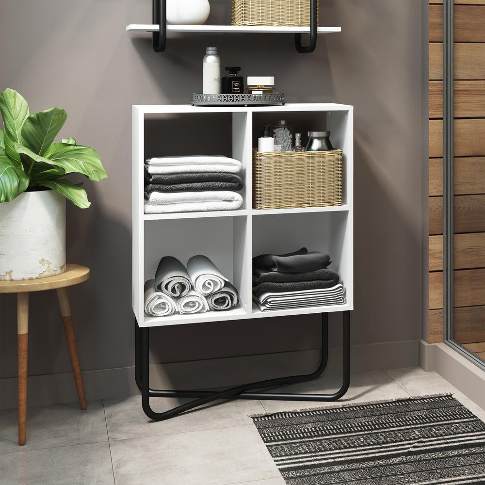Techni Mobili Modern Geometric Bookcase, White. Picture 9