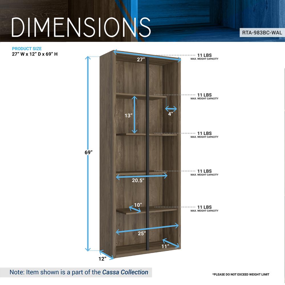 Techni Mobili Standard 5-Tier wooden bookcase, Walnut. Picture 7