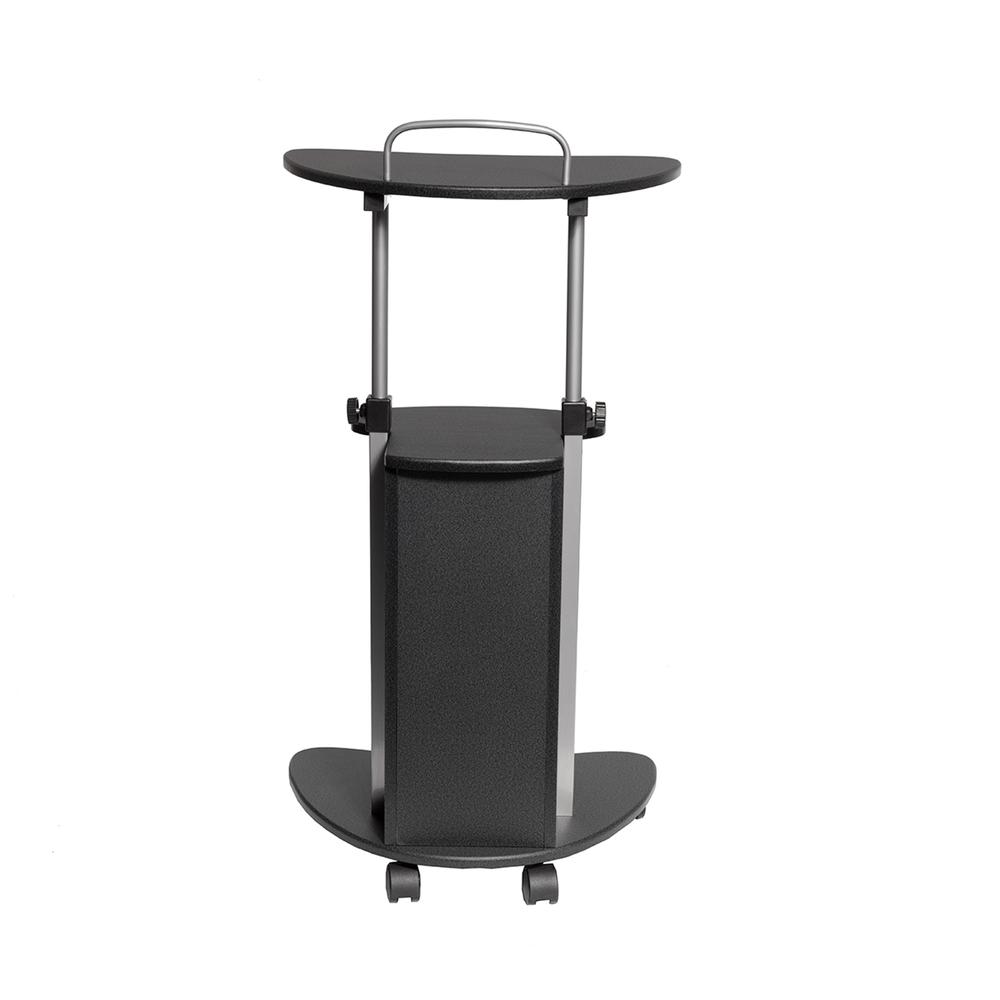Rolling Adjustable Height Laptop Cart With Storage. Color: Graphite. Picture 8