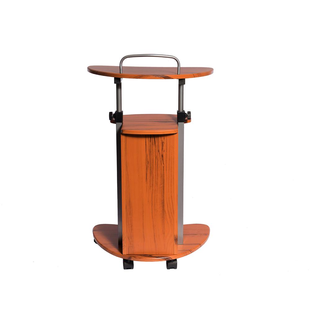 Rolling Adjustable Height Laptop Cart With Storage. Color: Woodgrain. Picture 4
