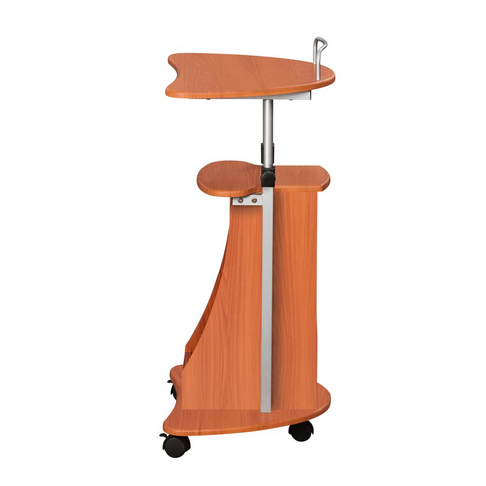 Rolling Adjustable Height Laptop Cart With Storage. Color: Woodgrain. Picture 10