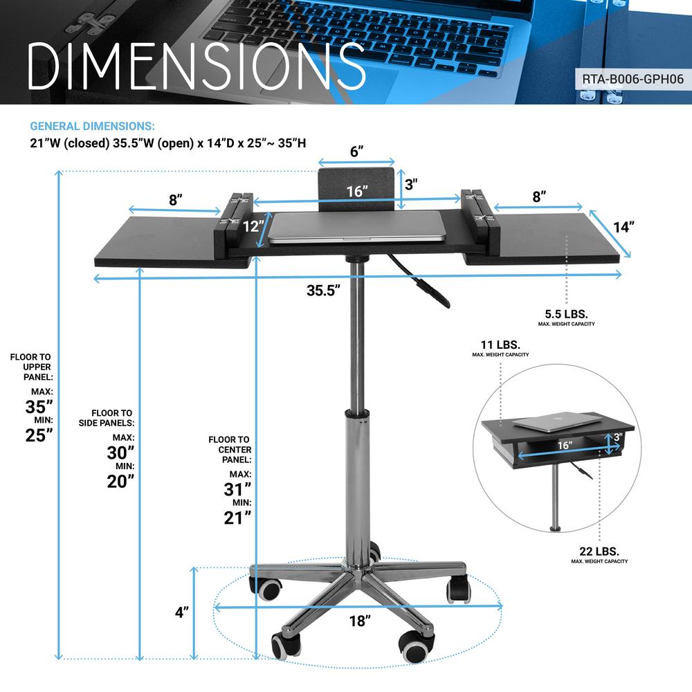 Folding Table Laptop Cart. Color: Graphite. Picture 9