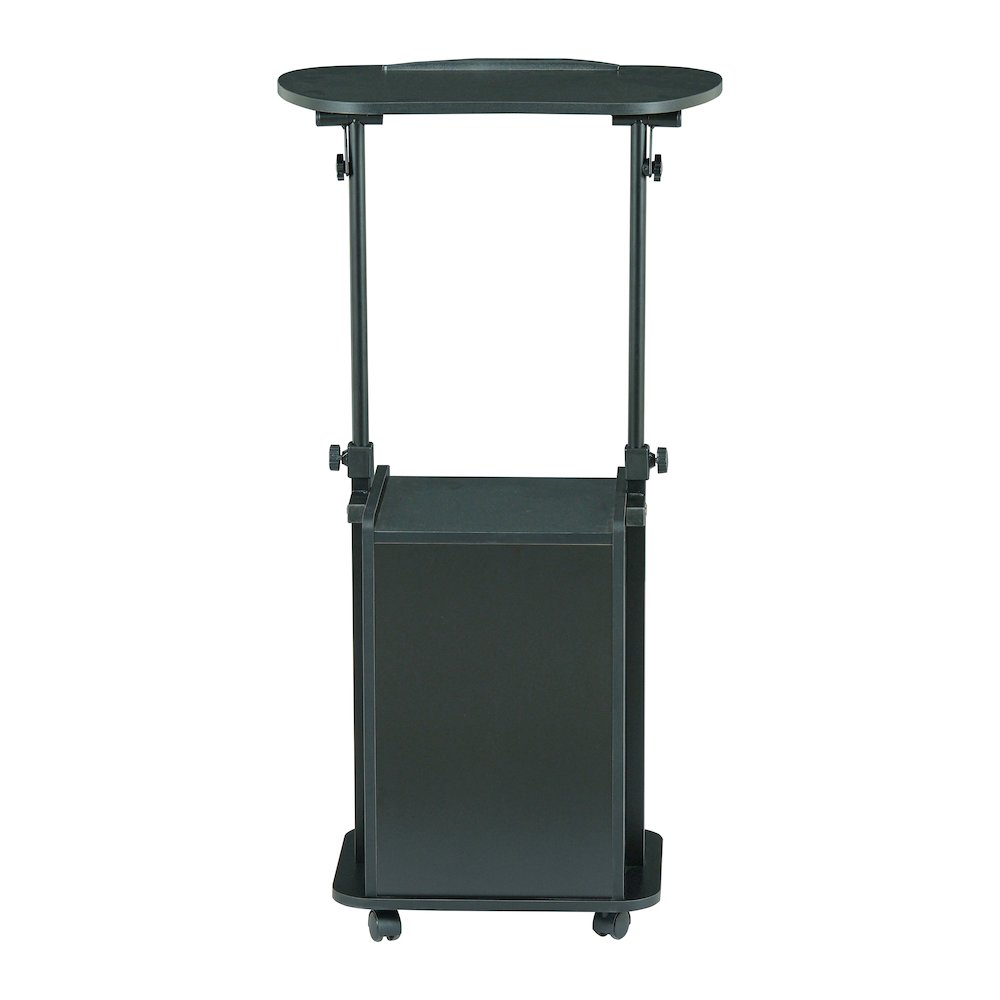 Sit-to-Stand Rolling Adjustable Laptop Cart With Storage, Black. Picture 4