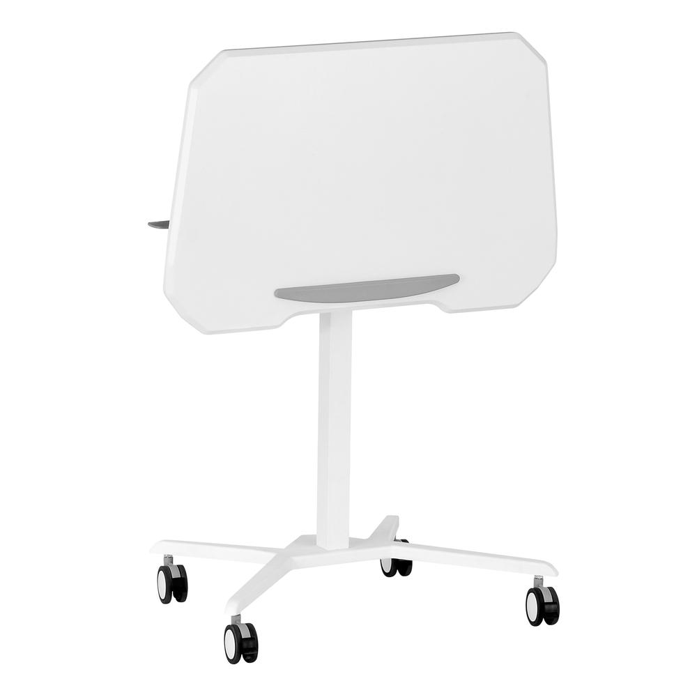 Techni Mobili White Sit to Stand Mobile Laptop Computer Stand with Height Adjustable and Tiltable Tabletop. Picture 4