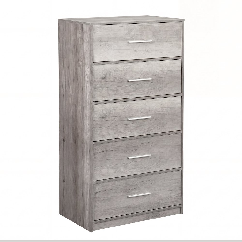 Wood Frame Dresser with 5 Large Fabric Drawers, 22.5"W x 43"H, Grey. Picture 13