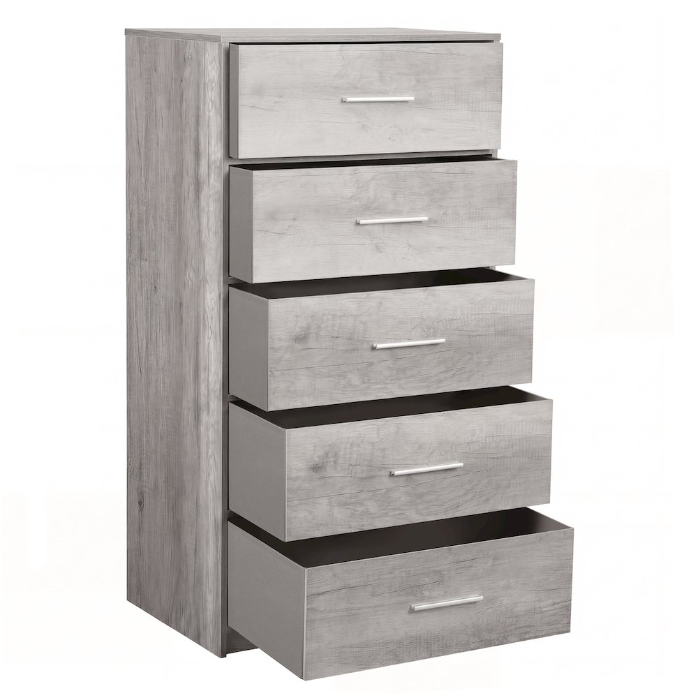 Wood Frame Dresser with 5 Large Fabric Drawers, 22.5"W x 43"H, Grey. Picture 15