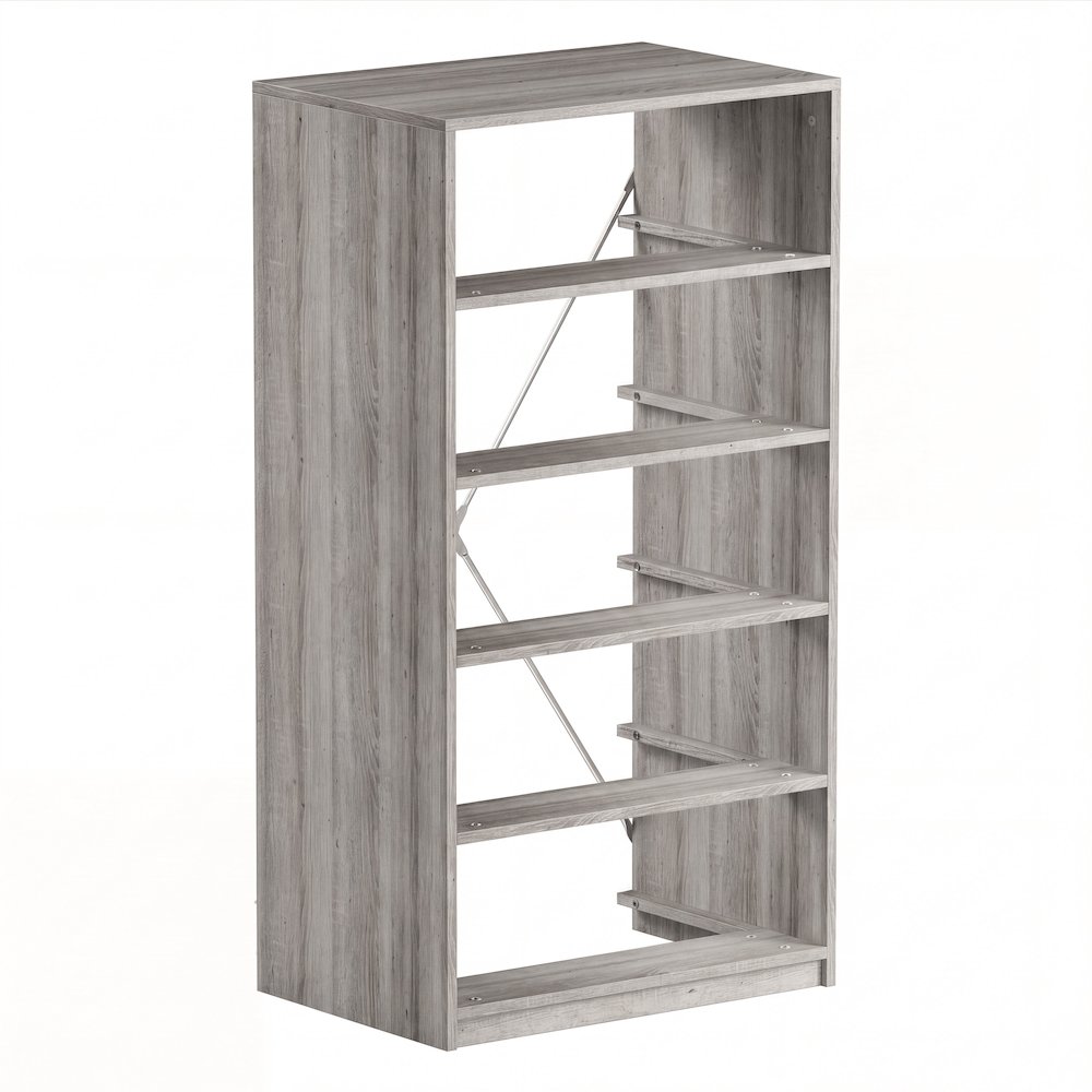 Wood Frame Dresser with 5 Large Fabric Drawers, 22.5"W x 43"H, Grey. Picture 12