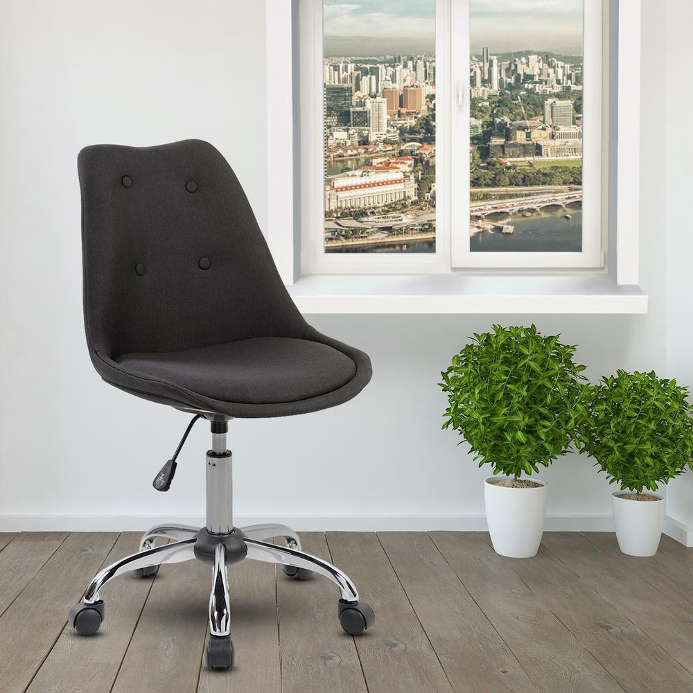 Armless Task Chair with Buttons. Color: Black. Picture 5