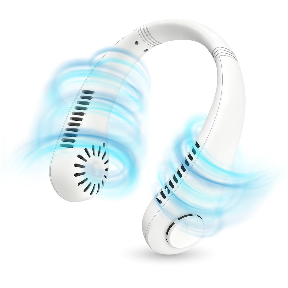 Rechargeable Bladeless Neck Fan, 3-Speed Hands-Free Wearable Cooling Fan. Picture 2