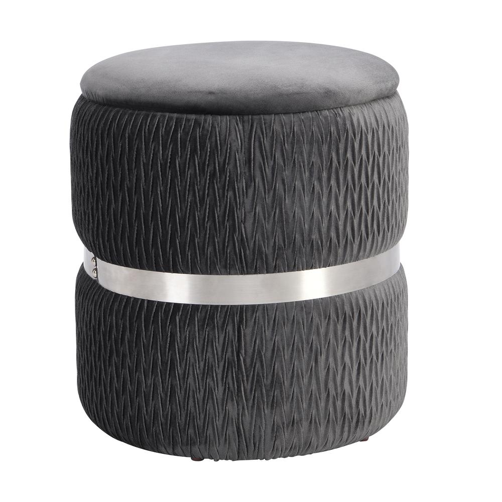 Techni Mobili Storage Ottoman, Grey. Picture 1