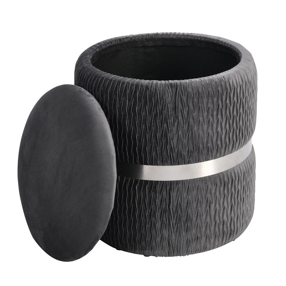 Techni Mobili Storage Ottoman, Grey. Picture 3