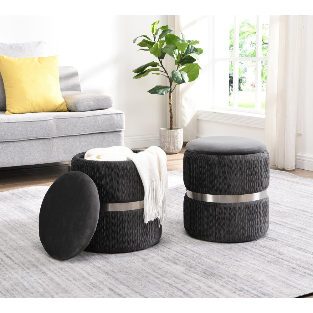 Techni Mobili Storage Ottoman, Grey. Picture 7