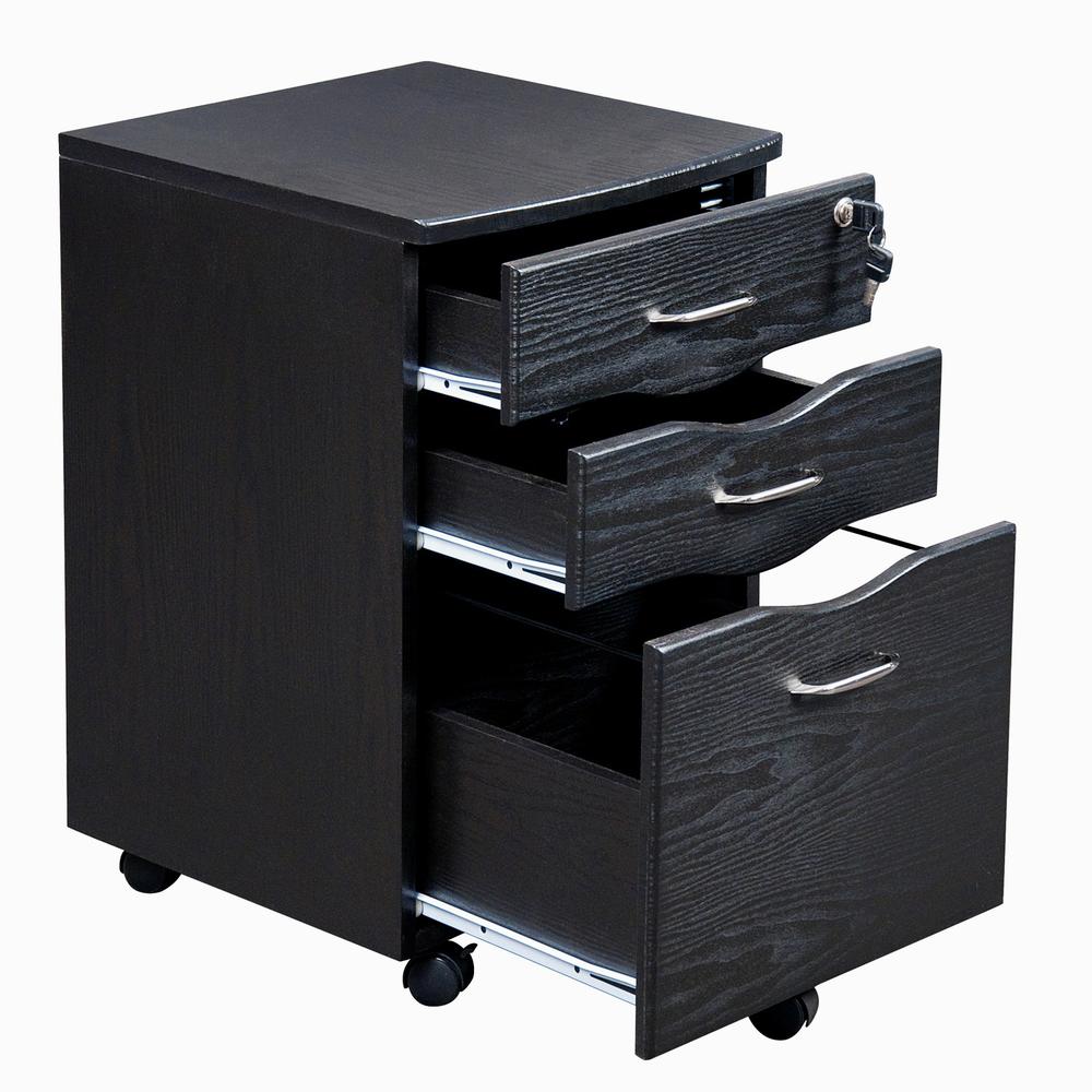 Rolling storage and File Cabinet. Color: Espresso. Picture 2