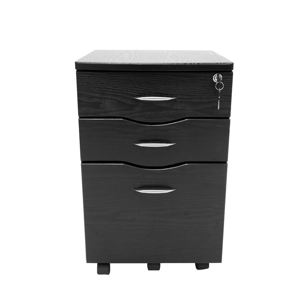 Rolling storage and File Cabinet. Color: Espresso. Picture 3