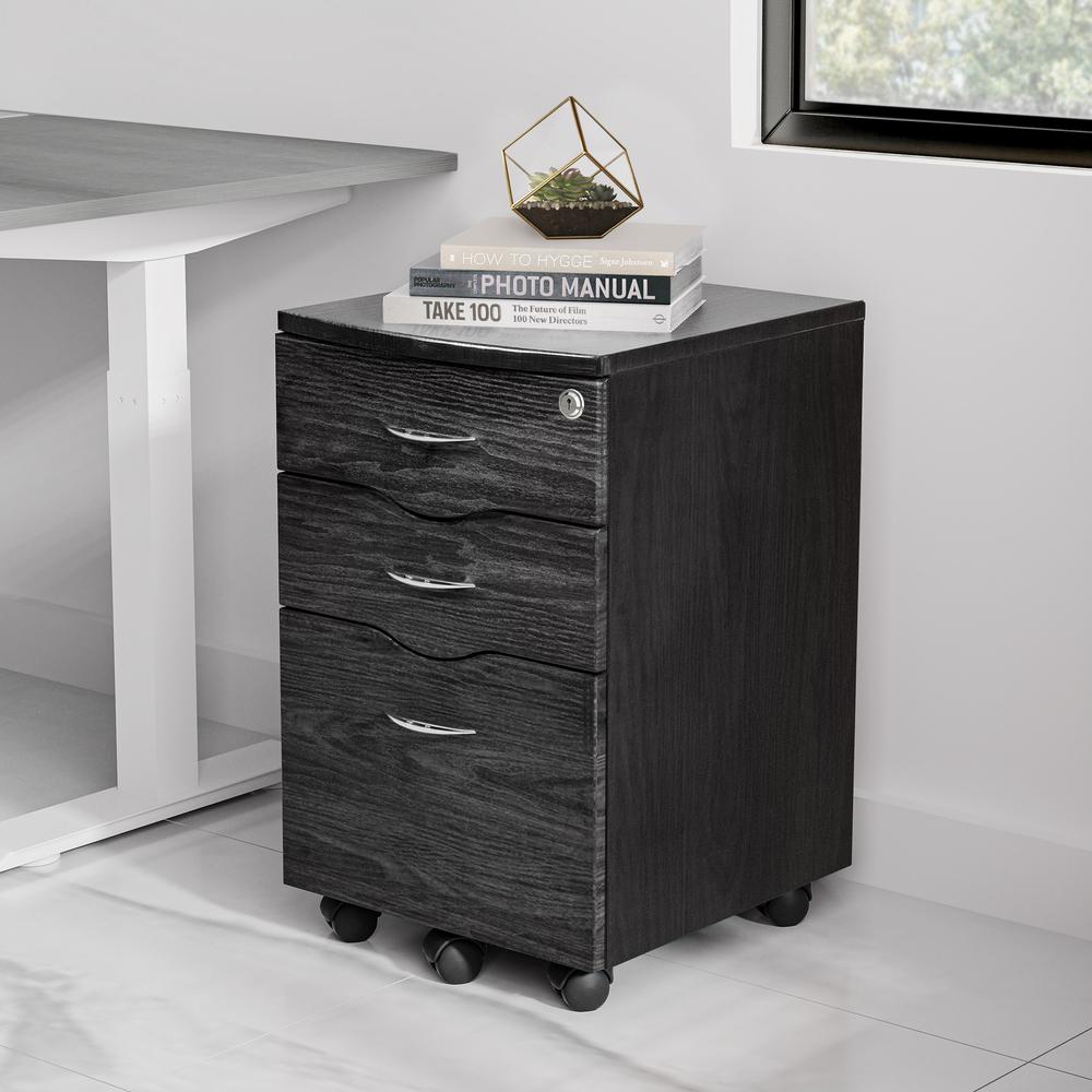 Rolling storage and File Cabinet. Color: Espresso. Picture 6