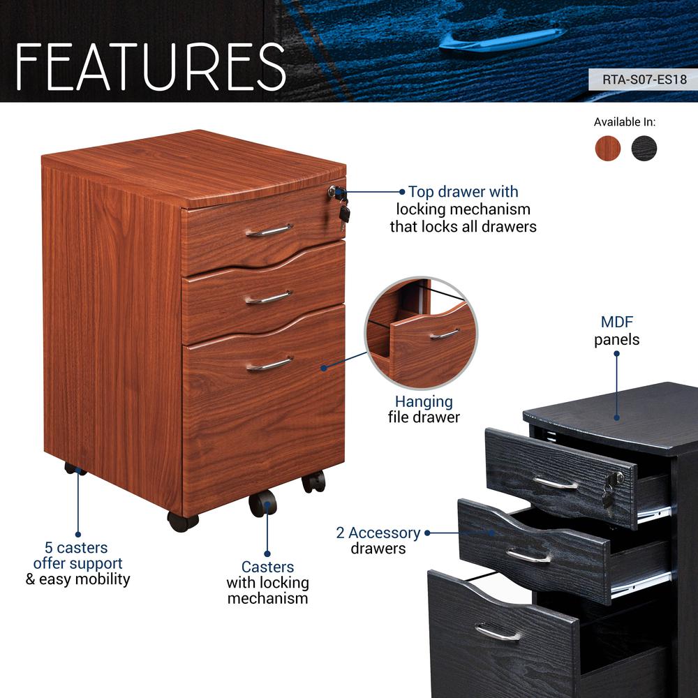 Rolling storage and File Cabinet. Color: Espresso. Picture 7