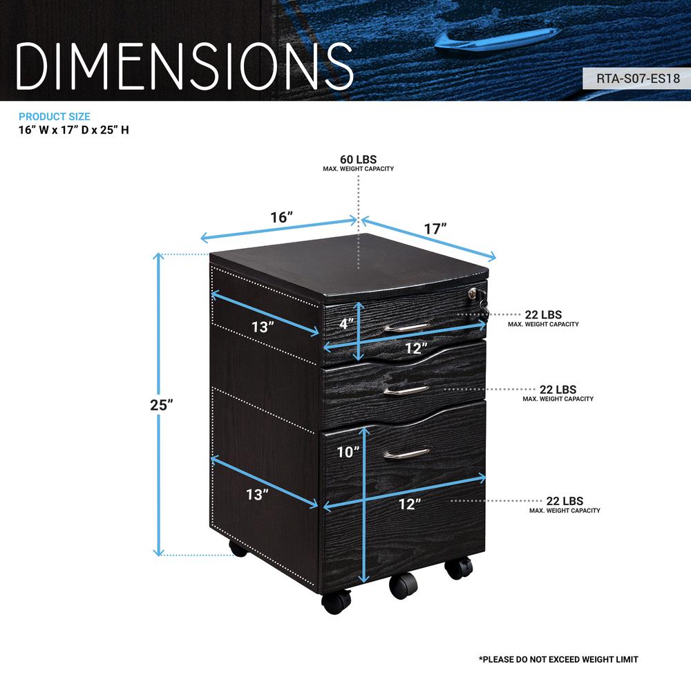 Rolling storage and File Cabinet. Color: Espresso. Picture 8