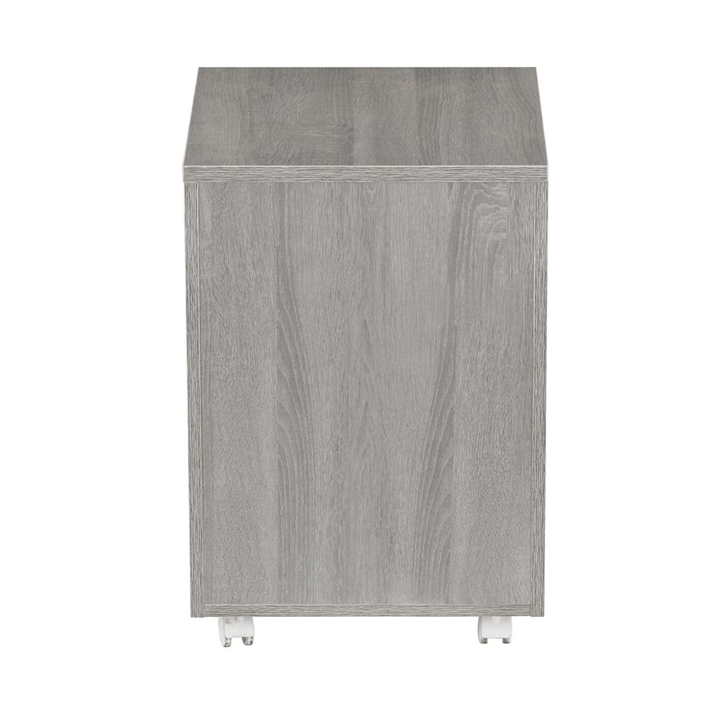 Rolling two Drawer Vertical Filing Cabinet with Lock and Storage, Grey. Picture 8