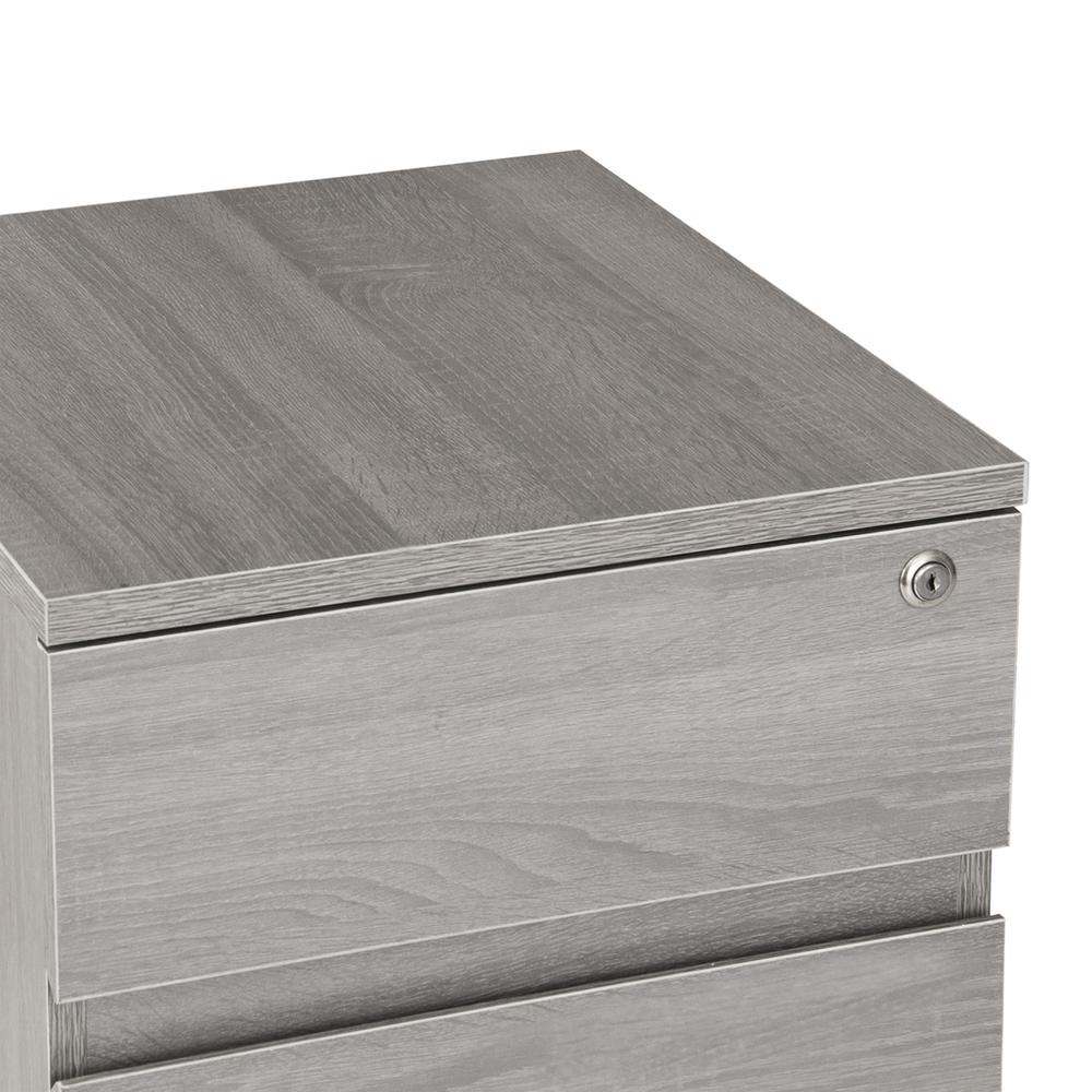 Rolling two Drawer Vertical Filing Cabinet with Lock and Storage, Grey. Picture 10