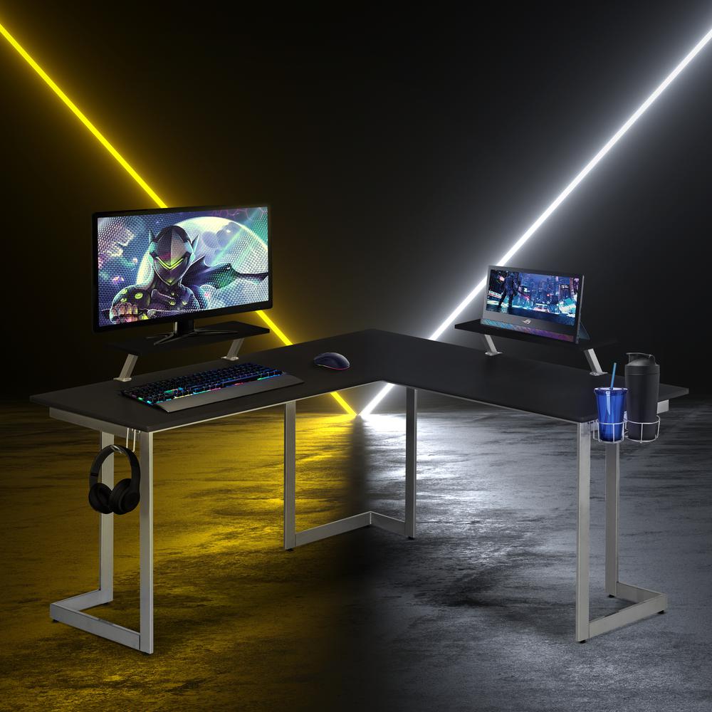 Techni Sport Warrior L-Shaped Gaming Desk, Black. Picture 5