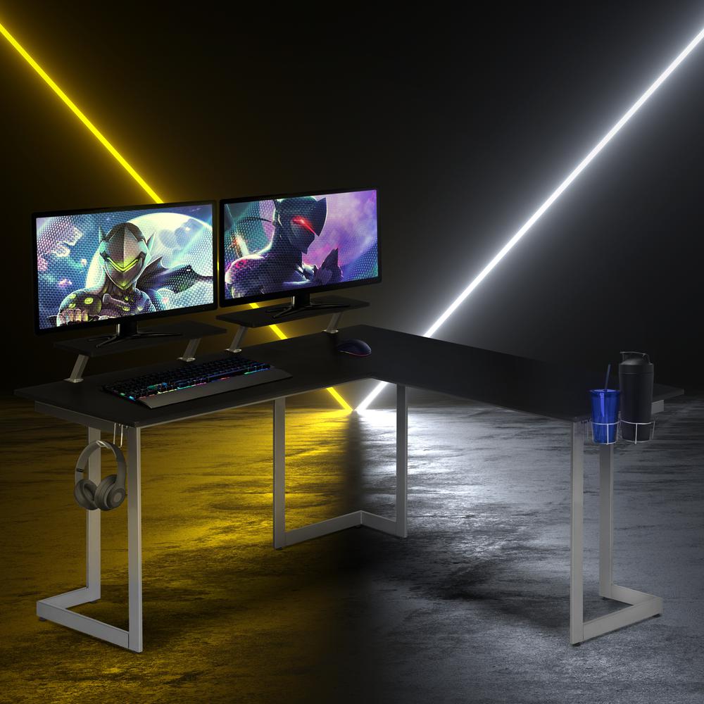 Techni Sport Warrior L-Shaped Gaming Desk, Black. Picture 9