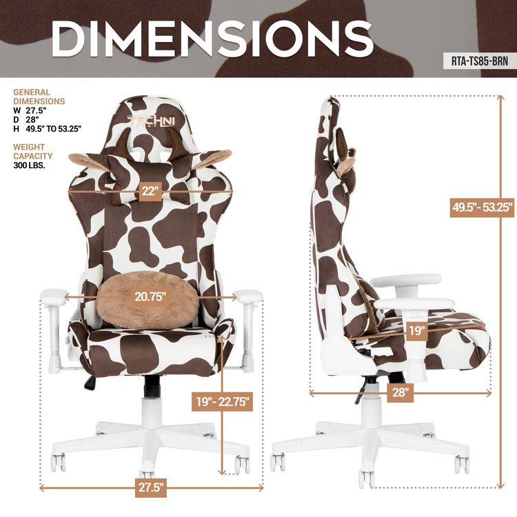 TS85 Brown COW Series Gaming Chair. Picture 6